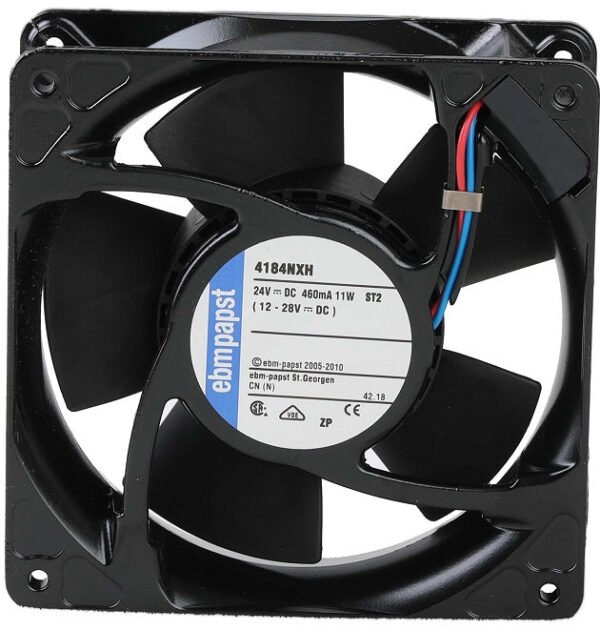 4184NXH Ebm-Papst DC Fans Tubeaxial Fan, 119x119x38mm, 24VDC, 139.5CFM, 11W, 57dBA, 4400RPM, Ball Bearing