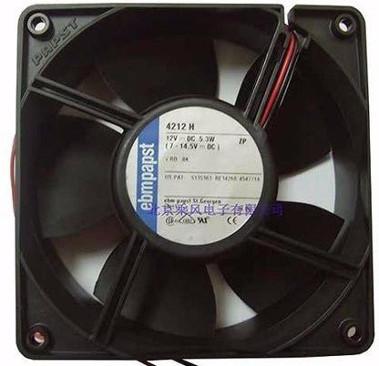 4212H EBM-PAPST DC Fan, 12V, 120x120x38mm, 108.3CFM, 5.3W, 49dBA, 3400RPM, Wire Leads